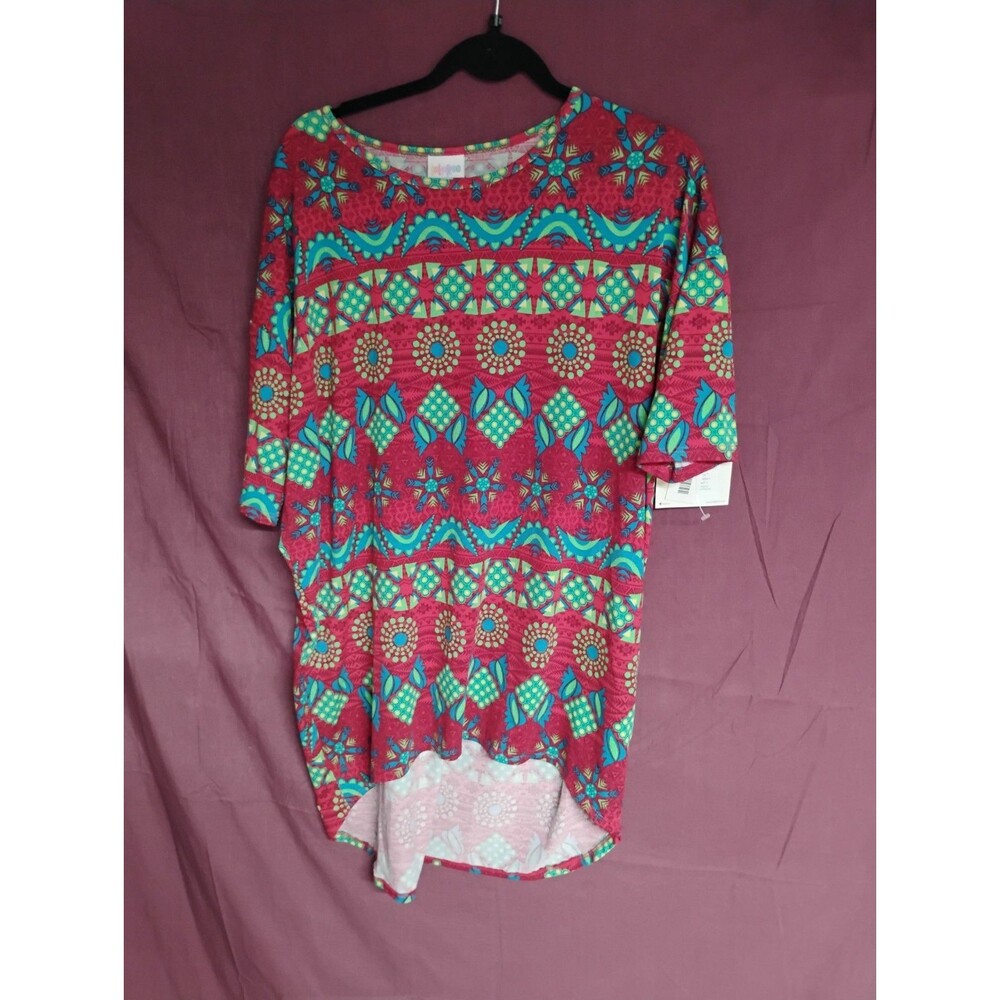 Lularoe Irma Tunic Top High Low Size Small Geometric Multicolor